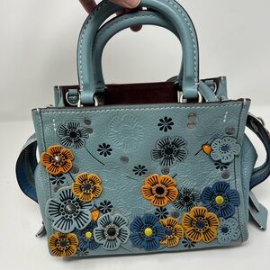 COACH 1941 LIMITED EDITION BLUE/MULTI ROGUE 25 TEA ROSE SATCHEL BAG 10512